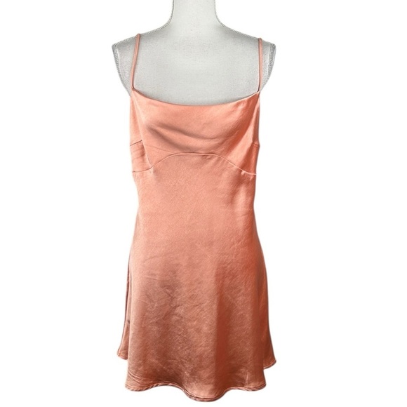 Princess Polly Dresses & Skirts - Princess Polly Peach Silky Special Occasion Cocktail Mini Slip Dress Size 12